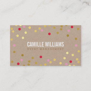 Carte De Visite PLAIN BOLD MINIMAL confetti or rose rouge kraft