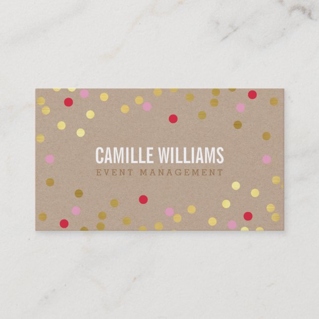 Carte De Visite PLAIN BOLD MINIMAL confetti or rose rouge kraft (Devant)