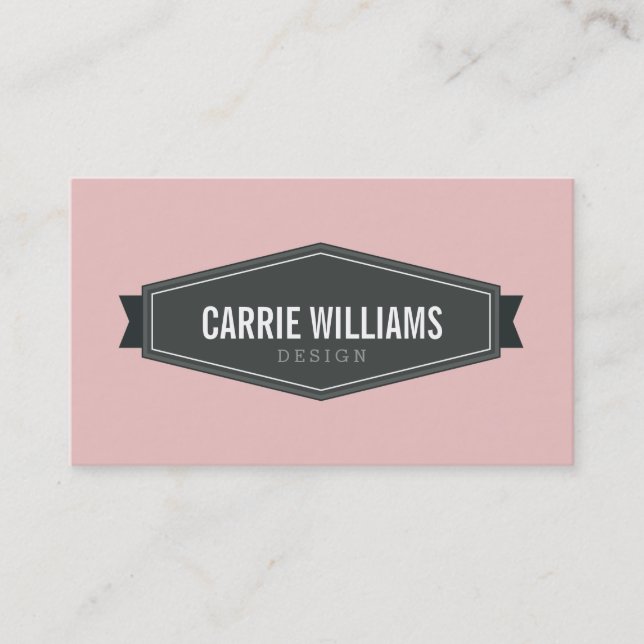 Carte De Visite PLAIN BOLD MINIMAL Smart badge logo bébé rose gris (Devant)