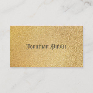 Carte De Visite Plaine brillante moderne de charme de feuille d'or