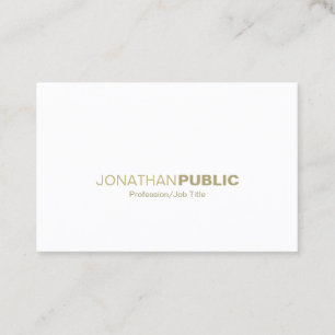 Carte De Visite Plaine chic minimaliste blanche d'or élégant