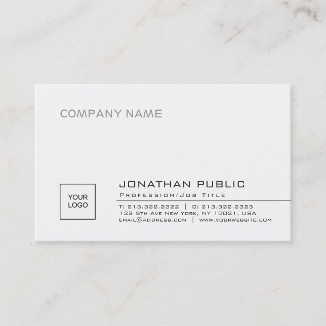 Carte De Visite Plaine de logo de Professional Elegant Simple (Devant)