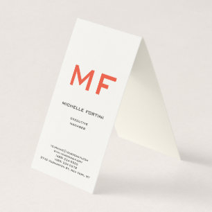 Carte De Visite Plaine minimaliste de crème Monogramme rouge attra