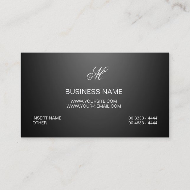 Carte De Visite Plaine noire Luxe élégante de logo professionnel (Devant)