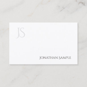 Carte De Visite Plaine simple de monogramme élégant minimaliste