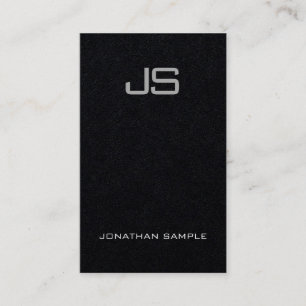 Carte De Visite Plaine verticale de monogramme avec du charme noir