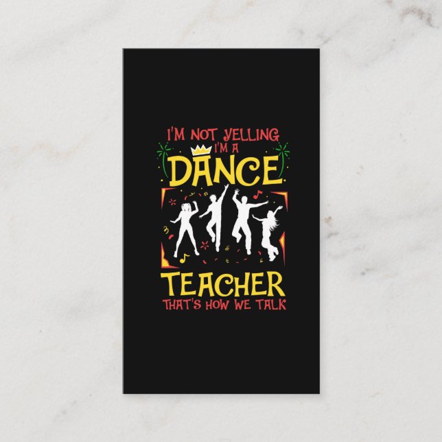 Carte De Visite Plaisanterie de danse de Yelling Enseignant Dancin (Devant)