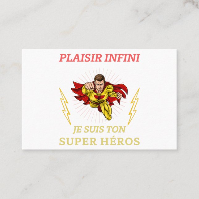 Carte De Visite PLAISIR INFINI Je suis ton super héros (Devant)