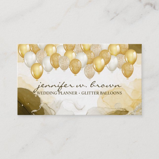 Carte De Visite Plan de Balloon Party Ombre Gold (Devant)