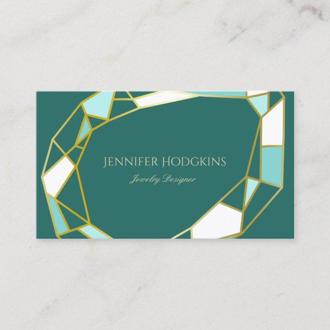 Carte De Visite Plan de Golden Gem| Turquoise| Créateur de bijoux (Devant)