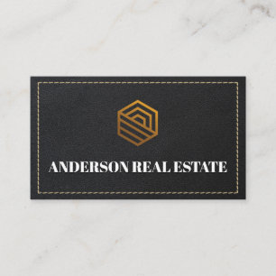Carte De Visite Plan en cuir Logo de l'immobilier Gold