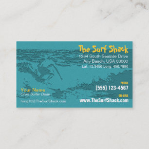 Carte De Visite Planche de surf, Plage, Magasin côtier et de surf 