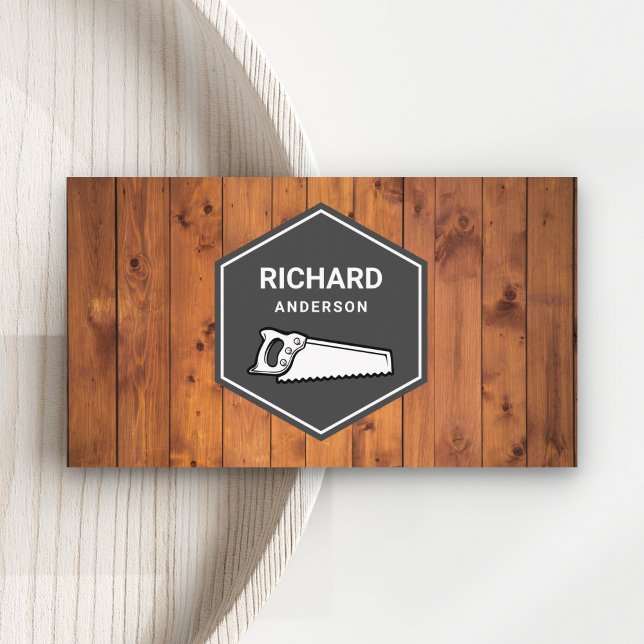 Carte De Visite Plancher en bois rustique Charpentier en bois sur  (Créateur téléchargé)