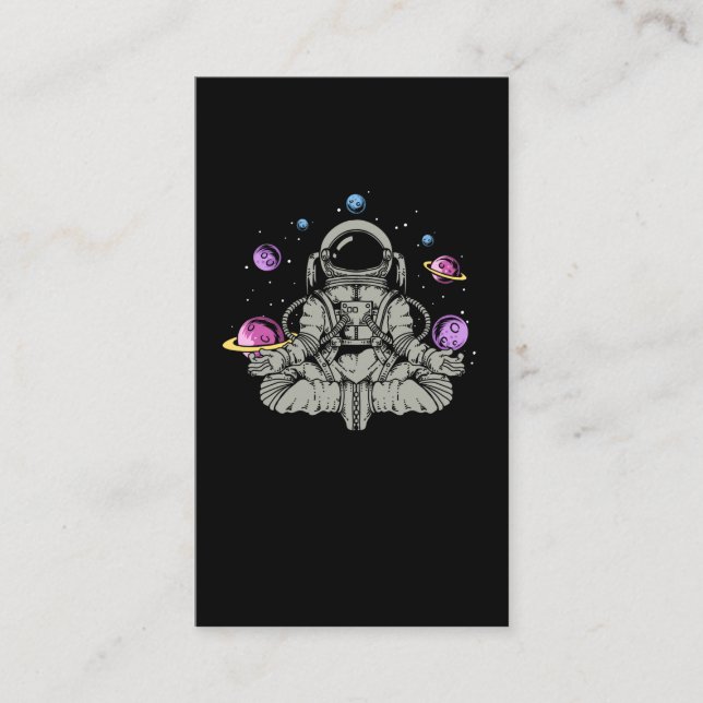 Carte De Visite Planètes spatiales astronautes de yoga (Devant)