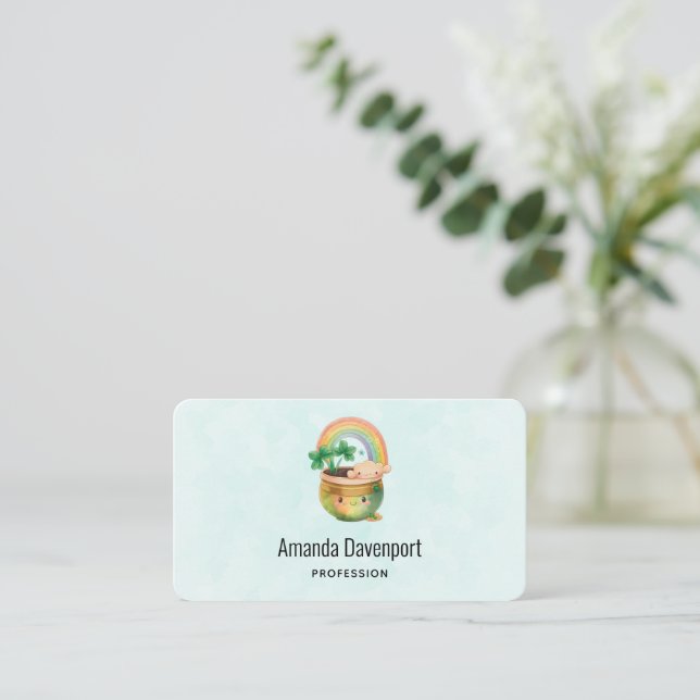 Carte De Visite Planeur Whimsical avec arc-en-ciel et fermeture (Debout devant)