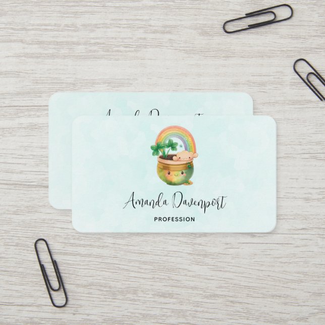 Carte De Visite Planeur Whimsical avec arc-en-ciel et fermeture (Devant/Arrière en situation)