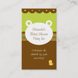 Carte De Visite Planificateur de partie de baby shower d'ours de
