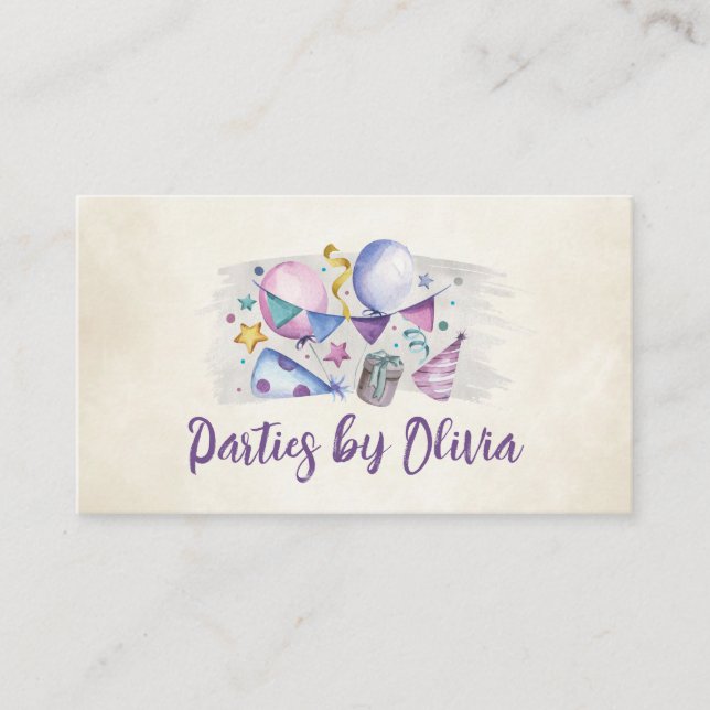 Carte De Visite Planificateur d'événements pour enfants - aquarell (Devant)