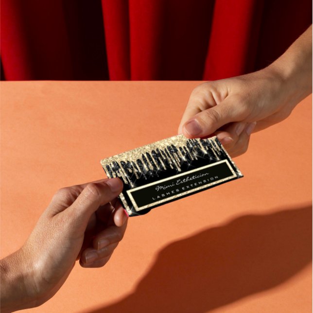 Carte De Visite Planificateur d'événements professionnel Eyelash S (Professional Event Planner Eyelash Sepia Gold Drip Business Card)