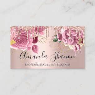 Carte De Visite Planificateur d'événements professionnel Rose Rose