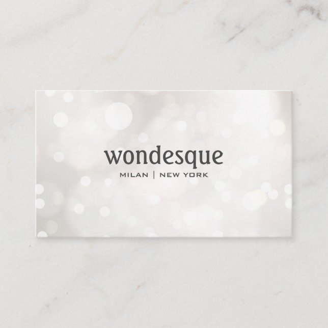 Carte De Visite Planificateur d'évènements Silver White Bokeh Part (Devant)