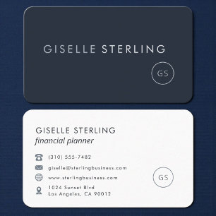 Carte De Visite Planificateur financier bleu marine professionnel