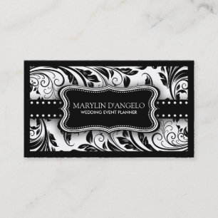Carte De Visite Planificateur floral noir et blanc de mariage