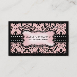 Carte De Visite Planificateur vintage rose et noir de mariage