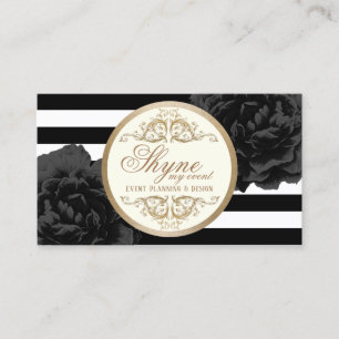 Carte De Visite Planification d'événements Flore noire et modern