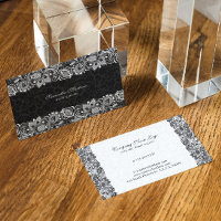 Plannière mariage damassé en dentelle blanche noir