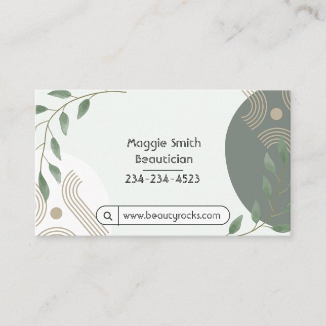 Carte de visite Plante Boho moderne personnalisé (Devant)