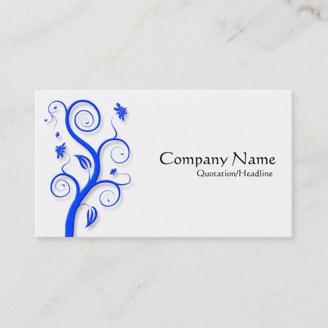 Carte De Visite Plante de Posh (Ombré) - Bleu sur Blanc (Devant)