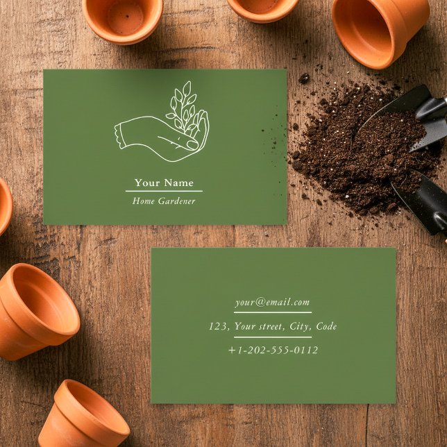 Carte de visite plante du jardinier (Home gardener plant business card.)