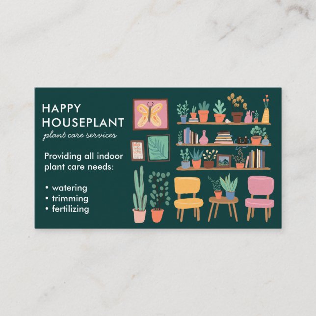 Carte De Visite Plante Sitter Houseplant Plante Watering Maison (Devant)