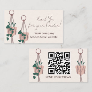 Carte De Visite Plantes de script suspendues Merci