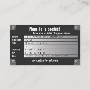 Carte De Visite plaque constructeur
