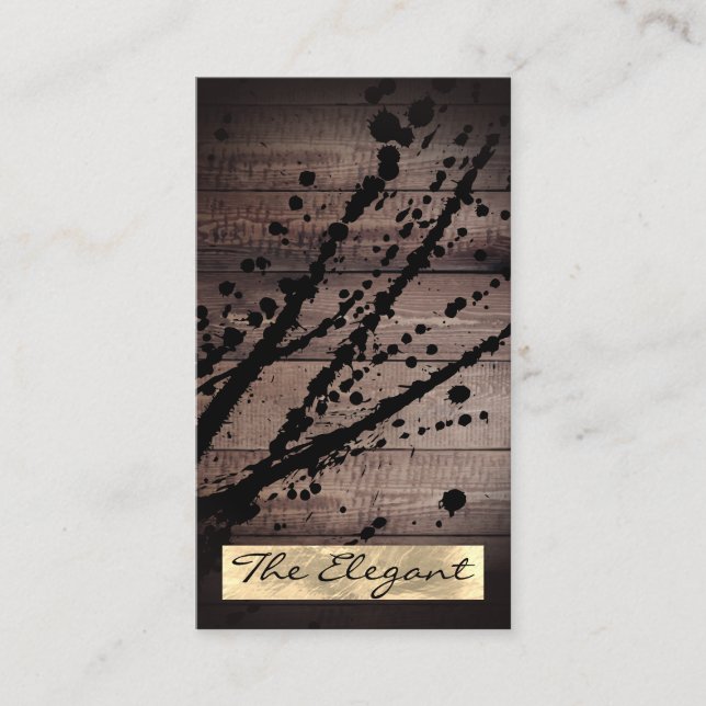 Carte De Visite Plaque d'huile d'or en bois rustique (Devant)