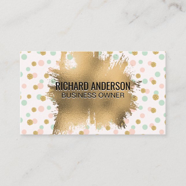 Carte De Visite Plaque d'huile d'or | Parties scintillant Confetti (Devant)