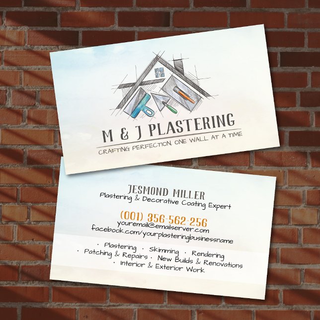 Carte De Visite Plastering Services Drywall Professional (Créateur téléchargé)