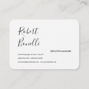 Carte De Visite Plat minimaliste noir & blanc moderne belle lin