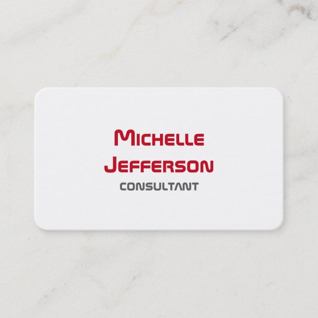 Carte De Visite Plat moderne Simple Rouge Blanc (Devant)