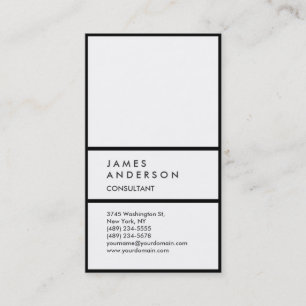 Carte De Visite Plat vertical Simple Noir Blanc Chic Attractif