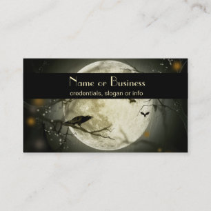 Carte De Visite Pleine lune avec chauves-souris et Raven professio