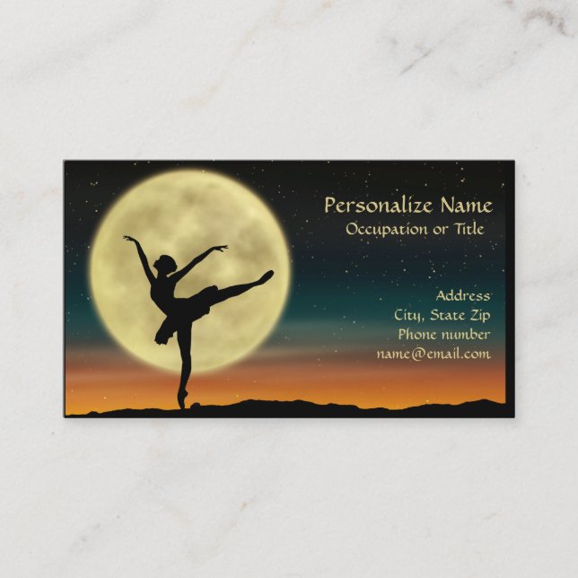 Carte De Visite Pleine lune Silhouette de Ballerina Dancer (Devant)