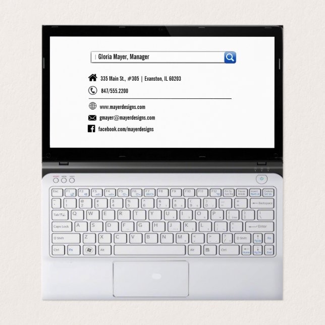 carte de visite plié à écran d'ordinateur portable (Intérieur déplié)