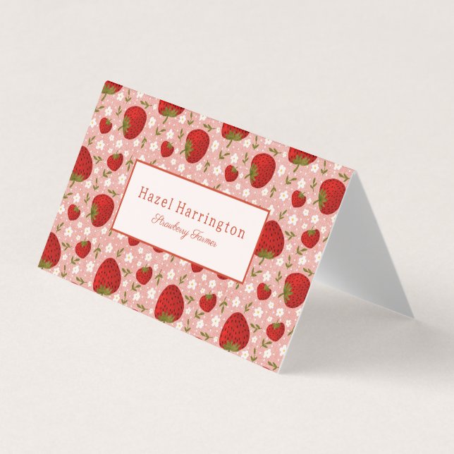 Carte de visite plié fraise sur mesure (Devant)