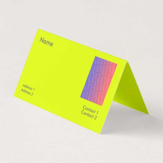Carte De Visite plié jaune fluorescent (Devant)