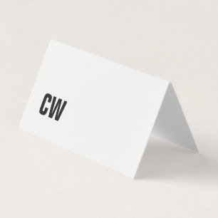 Carte de visite plié par monogramme blanc noir