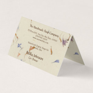 Carte de visite plié style papier de fleurs pressé