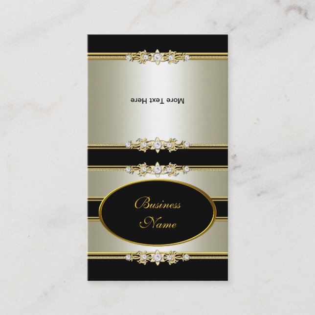 Carte De Visite Plier sur la crème élégante Noir (Devant)